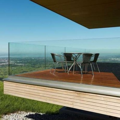 Outdoor frameless glass balcony railing for residential exterior balustrade designs with tempered glass