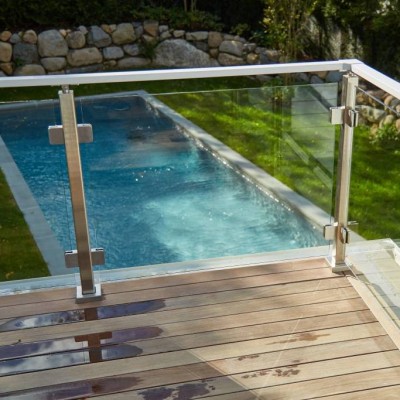 Floor mounted baluster of outdoor glass terrace railing system resident balustrade exterior glass railing designs