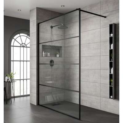 Bathroom custom glass shower panel screen matte black shower door